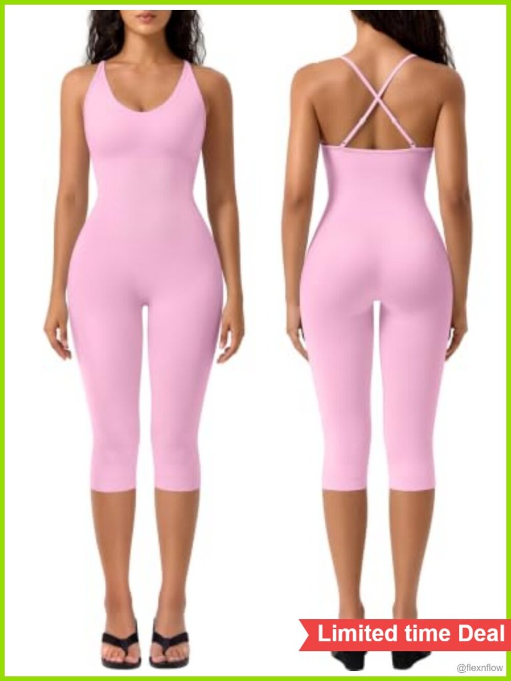 Seamless Capri Workout Jumpsuit One Piece Unitard Padded Athletic
